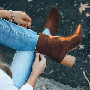 Faux suede booties